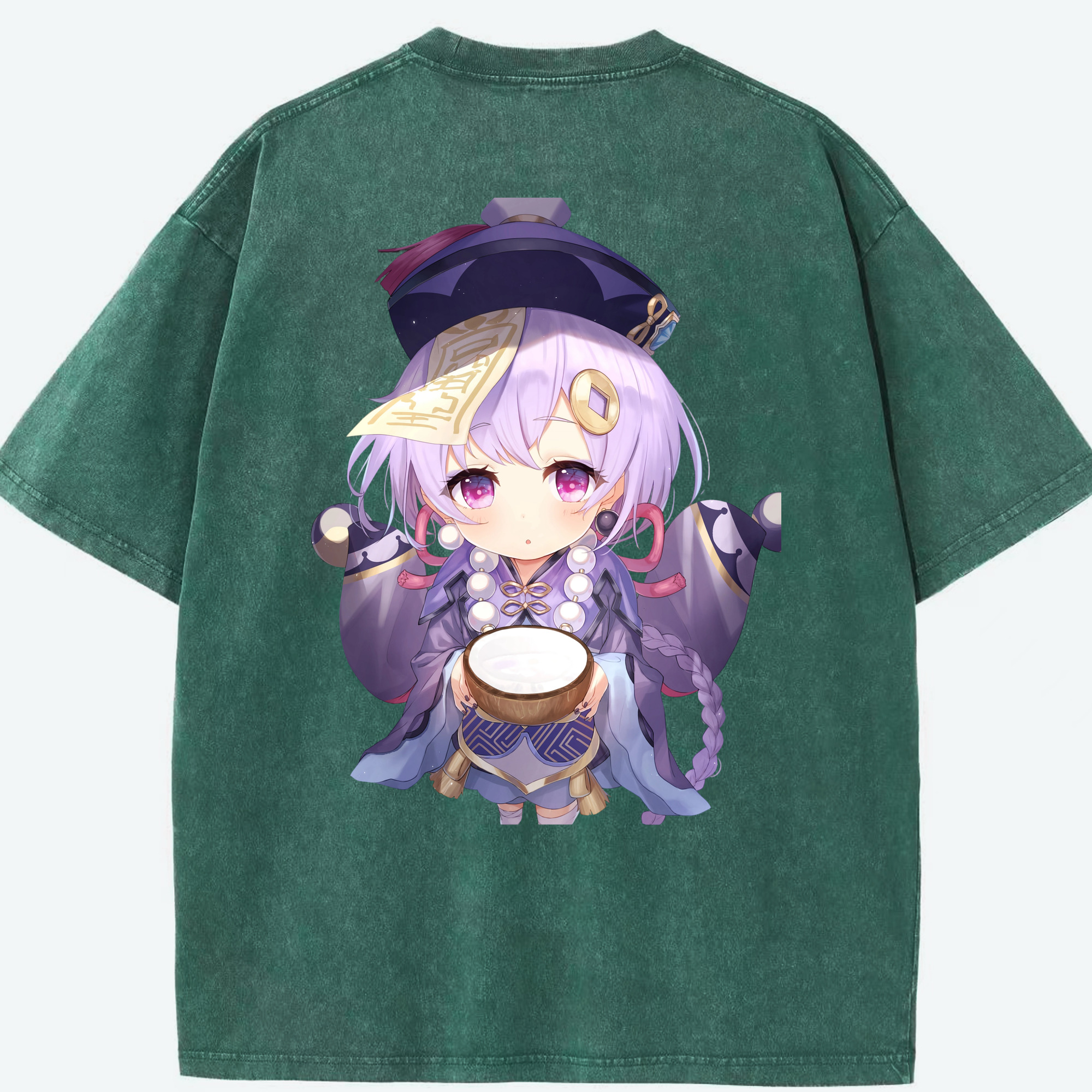 げんし神 七七 なな  genshin Nana 綿100% ヴィンテージ風 半袖Tシャツ（背面プリント）